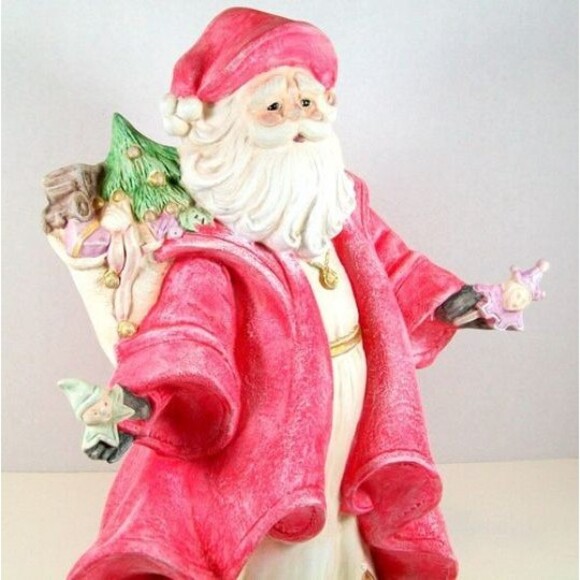 Santa w/ Bag of Toys Figurine, Handcrafted Ceramic Christmas Decor, Santa Claus - Picture 9 of 11